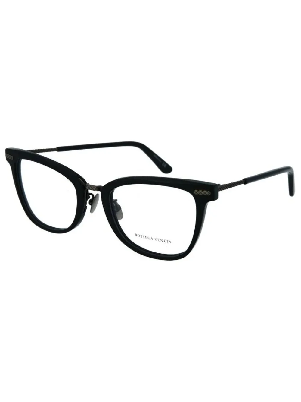 New Bottega Veneta Women's Eyeglasses Square Rectangle Shiny Black